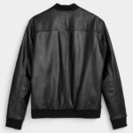 Mens Real Black Leather Bomber Jacket - Image 2