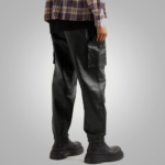 Mens Black Biker Leather Sheep Skin Pant - Image 3
