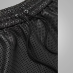 New Black Mens Leather Shorts - Image 2