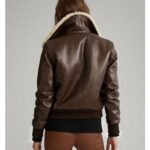 Women Aviator Sheepskin Shearling Motorbike Leather Bomber Jacket - Image 2