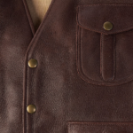 Brown Men Multi Pocket Style Buckskin Vest - Image 3