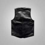 Mens Black Sheepskin Cowboy Genuine Leather Vest - Image 2