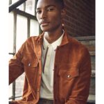 Men’s Burnt Orange Suede Leather Biker Jacket - Image 3