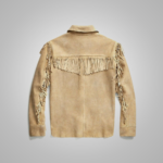 Mens Brown Western Suede Leather Jacket With Beads Fringes - Image 2
