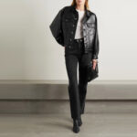 Women's Black Smooth Simple Button Closure Leather Blend Shirt - Image 3