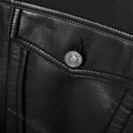 Women's Black Smooth Simple Button Closure Leather Blend Shirt - Image 4