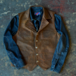 Brown Mens Sheepskin Leather Cowboy Vest - Image 3