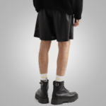 New Black Mens Leather Shorts - Image 3