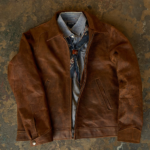 Brown Men Lambskin Iconic Trucker Leather Biker Jacket - Image 3