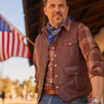 Brown Men Multi Pocket Style Buckskin Vest - Image 4