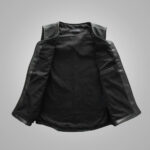 Mens Black Sheepskin Cowboy Genuine Leather Vest - Image 3