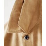 Men’s Cream Brown Suede Leather Shirt Jeans Style Jacket - Image 3