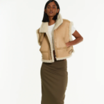 Brown Women B3 Sheepskin Aviator Leather Vest - Image 3