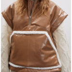 New Brown Women Sheepskin B3 Aviator Leather Vest - Image 3