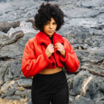 Women Red  Pilot Aviator Flight  B3 Bomber Faux Fur Shearling Real Sheepskin Leather Jacket - Image 3
