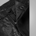 Men's  Fashion Black Cowhide Leather Biker Pant - Image 3