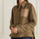 New Women's Army Green Solid Cloth Button Leather Shirt - Image 3