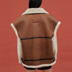 Brown Women Sheepskin Shearling Aviator Leather Vest - Image 3