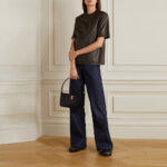 Women's Half sleeves Smooth soft choclate colour Leather Shirt - Image 3