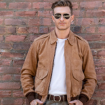 Mens B3 RAF Aviator Brown A-2 Flight Shearling Leather Jacket - Image 3