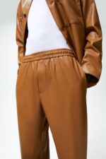 Brown Mens Leather Biker Real Sheep Skin Pant - Image 3