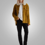 New Mens Brown Western Suede Embellished Fringed Brushed Trucker Jacket - Image 3