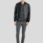 Bailei Black Bomber Leather Jacket - Image 3