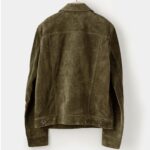 Men’s Olive Suede Leather Shirt Jeans Style - Image 3