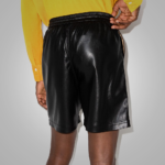 New Black Mens Lambskin Leather Shorts - Image 3