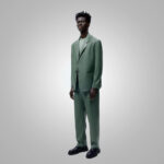 Mens Grey Soft Goatskin Leather Blazer - Image 3