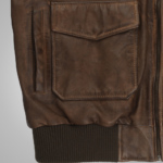 Mens Brown Waxed Sheepskin Aviator Leather Flight Jacket - Image 4