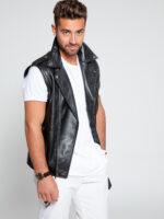 Men Biker Leather Vest - Image 4