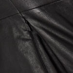 Women's Stretch Cotten Concealed Zip Black Leather Shirt - Image 5