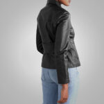 Women's Smooth Simple Buttery Soft Black Leather Shirt - Image 4