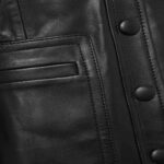Women's Smooth Simple Buttery Soft Black Leather Shirt - Image 5