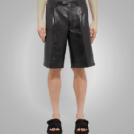 Mens Black Leather Shorts - Image 4