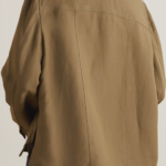 New Women's Army Green Solid Cloth Button Leather Shirt - Image 4