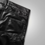 New Black Leather Sheep Skin Skinny Shearling Leather Jeans Pant - Image 4