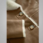 Women Camel Brown B3 Shearling Pilot Leather Aviator Jacket - Image 4