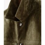 Men’s Olive Suede Leather Shirt Jeans Style - Image 4