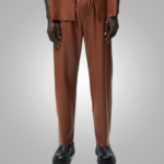 Mens Brown Leather Moto Real Sheep Skin Leather Biker pant - Image 4