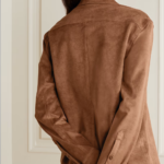 Women's Brown Smooth Simple Button Leather Blend Shirt - Image 4