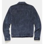 Blue Men’s  Suede Leather Biker Shirt Jeans Jacket - Image 4