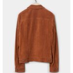 Men’s Burnt Orange Suede Leather Biker Jacket - Image 4