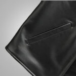 Mens Black Sheepskin Cowboy Genuine Leather Vest - Image 4