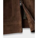 MEN'S TAN BROWN SUEDE GENUINE LEATHER BOMBER JACKET - Image 4