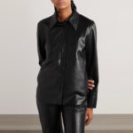 Women's Black Supple Feel Soft Slim Leather Shirt - Image 3