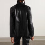 Women's Black Supple Feel Soft Slim Leather Shirt - Image 2