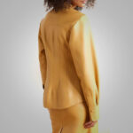 Women's Brown Soft Smart Collar Sleeves Leather Shirt - Image 2