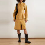 Women's Brown Soft Smart Collar Sleeves Leather Shirt - Image 4